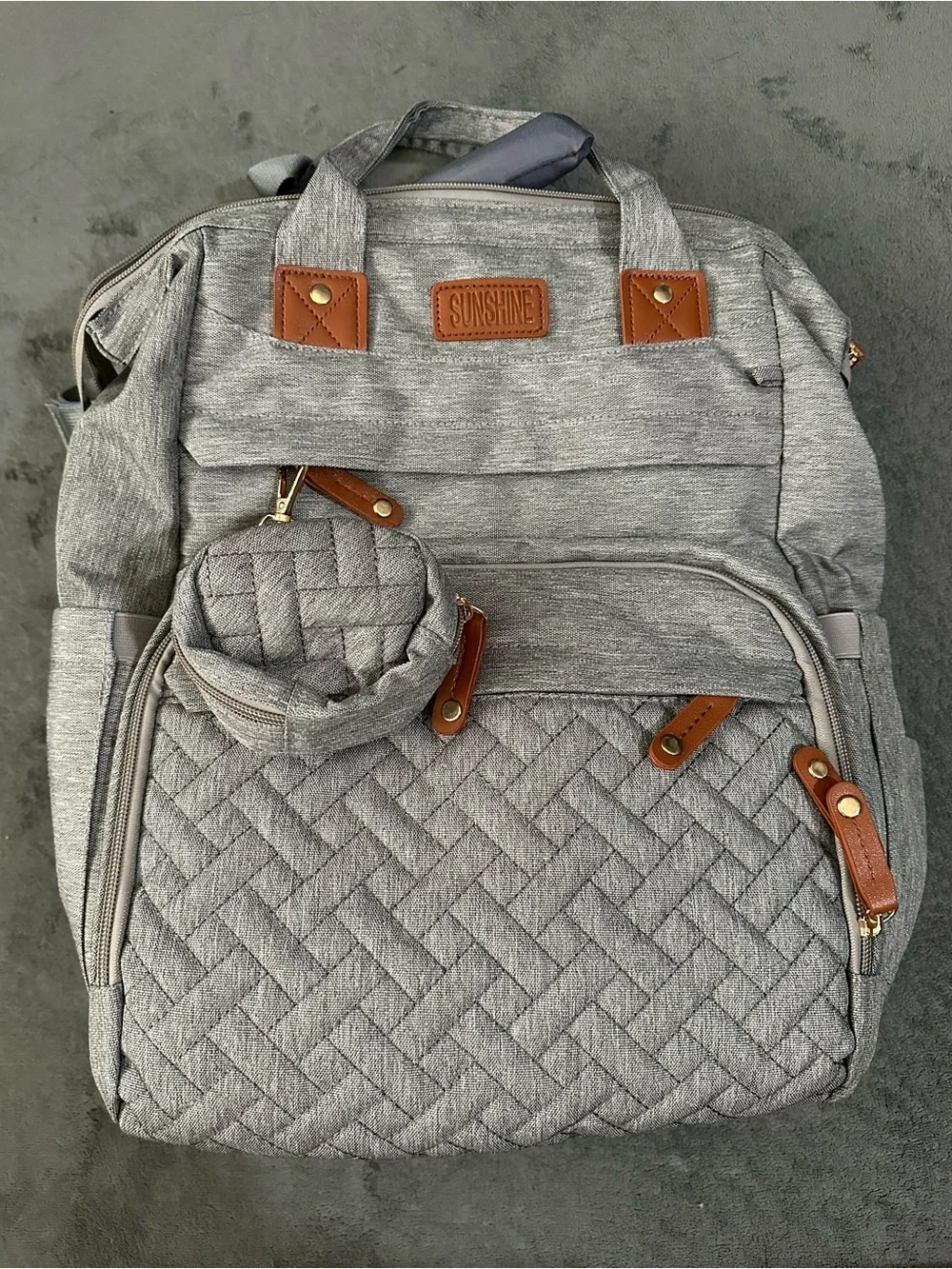 Sunshine Quilted Grey Diaper Backpack